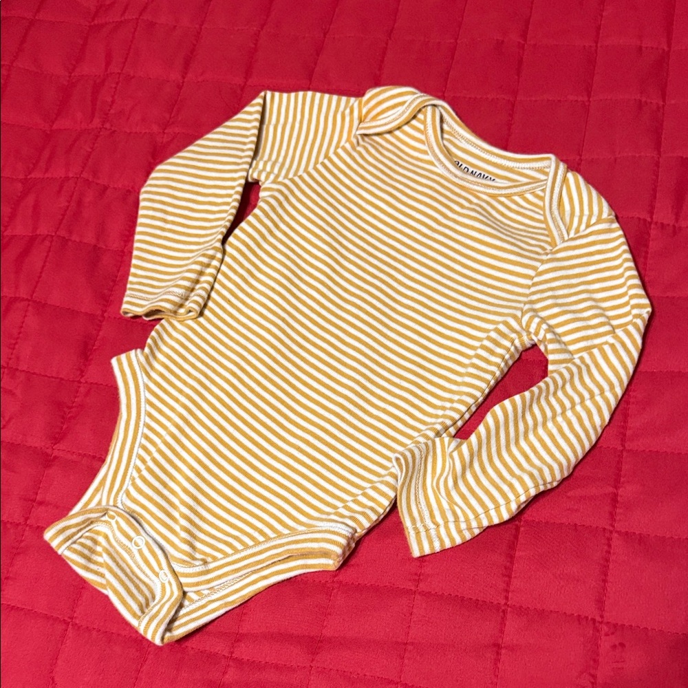 Old Navy Yellow and White Striped Bodysuit
